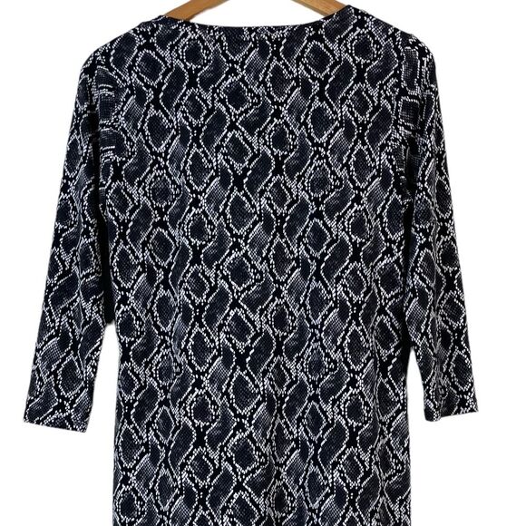 Michael Michael‎ Kors 3/4 Sleeves  Snake Print Dress Stretch Black Grey Size S - Picture 8 of 12